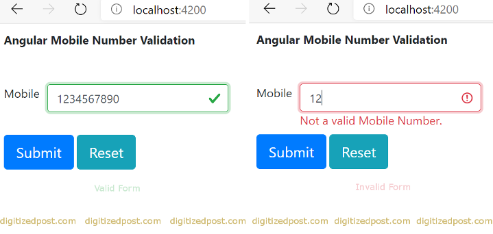 Angular Form 10 digit mobile number validation