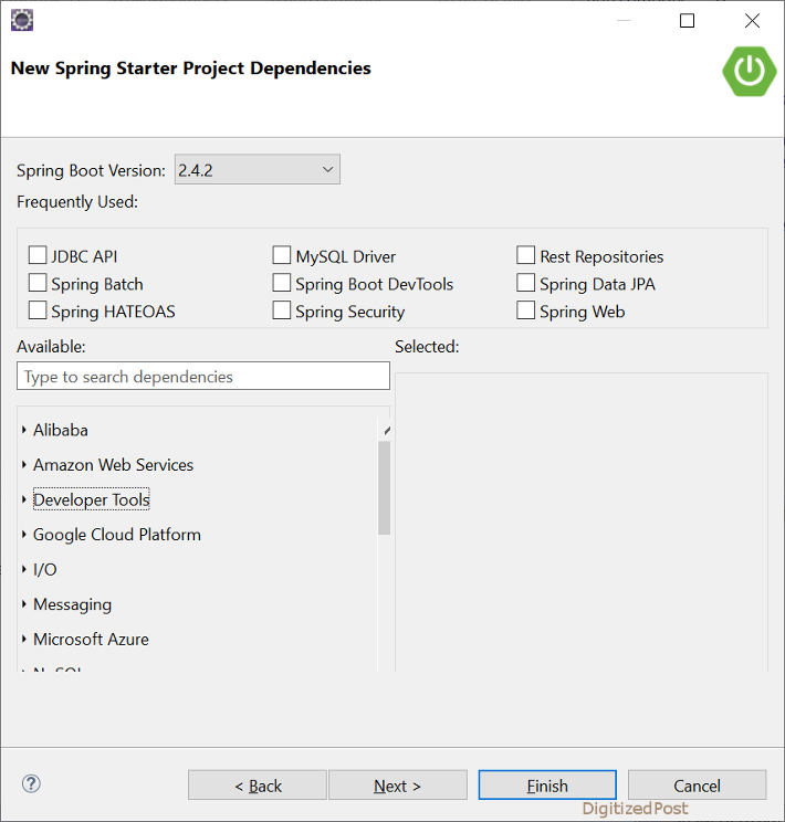 Eclipse STS Spring Starter Project Dependencies