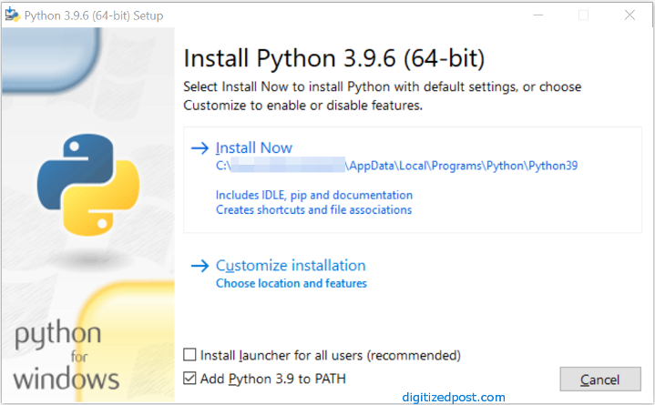 Python install now