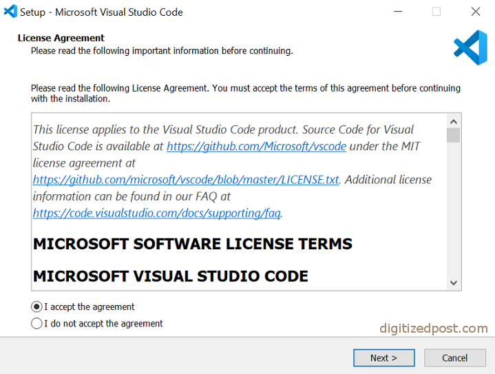 Visual studio code license agreement