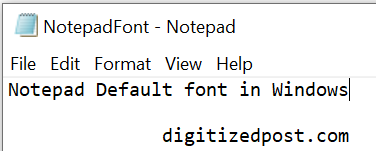 Notepad default font